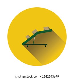 Warehouse transportation system icon. Flat color with shadow design. Vector illustration.
