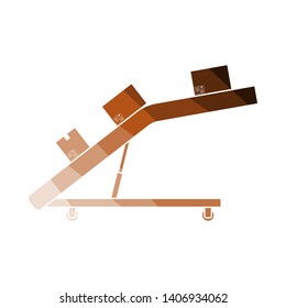 Warehouse Transportation System Icon. Flat Color Ladder Design. Vector Illustration.