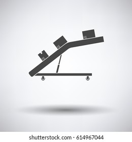 Warehouse transportation system icon on gray background, round shadow. Vector illustration.
