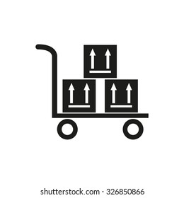 The warehouse trolley with boxes icon. Delivery and logistic, shipping, transportation symbol. Flat Vector illustration
