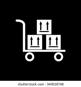 The warehouse trolley with boxes icon. Delivery and logistic, shipping, transportation symbol. Flat Vector illustration
