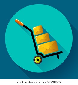 Warehouse Trolley flat 2.0 long shadow vector icon