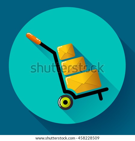 Warehouse Trolley flat 2.0 long shadow vector icon