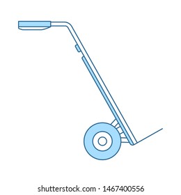 Icono del tranvía de almacén. Línea Delgada Con Diseño De Relleno Azul. Ilustración vectorial.
