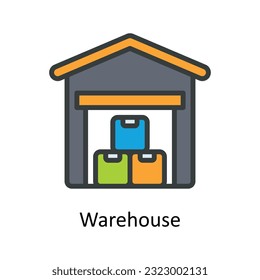 Warehouse Vector   Fill outline Icon Design illustration. Shipping and delivery Symbol on White background EPS 10 File