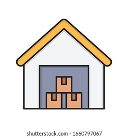 warehouse vector flat color icon 
