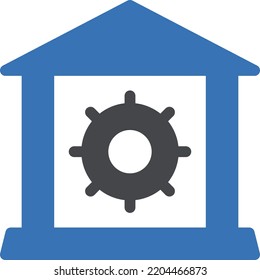 ilustración vectorial de almacén en un fondo transparente. Símbolos de calidad superior. Iconos vectoriales de glifos para diseño de conceptos y gráficos.