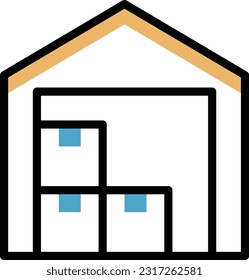 warehouse Vector illustration on a transparent background. Premium quality symmbols. Line Color vector icons for concept and graphic design.