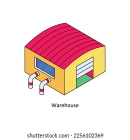 Warehouse Vector Isometric Filled Outline icon for your digital or print projects. stock illustration
