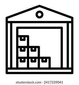 Warehouse Vector Line Icon Design