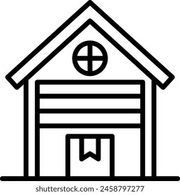 Warehouse Vector Line Icon Design