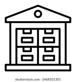 Warehouse Vector Line Icon Design