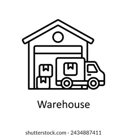 Warehouse vector outline icon design illustration. Manufacturing units symbol on White background EPS 10 File