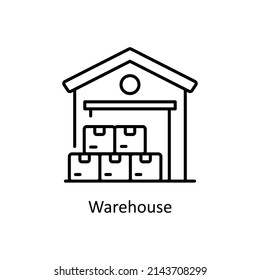 Warehouse vector outline icon for web isolated on white background EPS 10 file