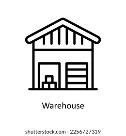 Warehouse Vector Outline icon for your digital or print projects. stock illustration