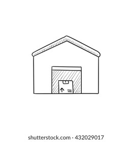 Warehouse vector sketch icon isolated on background. Hand drawn Warehouse icon. Warehouse sketch icon for infographic, website or app.