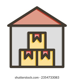 Warehouse Vector Thick Line Filled Colors Icon For Personal And Commercial Use.
