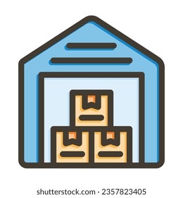Warehouse Vector Thick Line Filled Colors Icon For Personal And Commercial Use.
