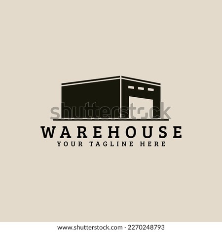 warehouse with vintage style logo vector icon design. building business symbol template illustration