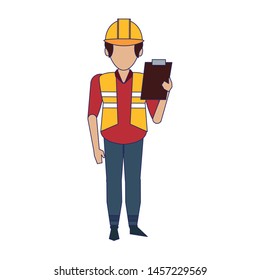 Warehouse worker with clipboard avatar faceless vector illustration