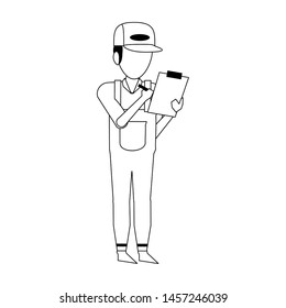 Warehouse worker with clipboard avatar faceless vector illustration