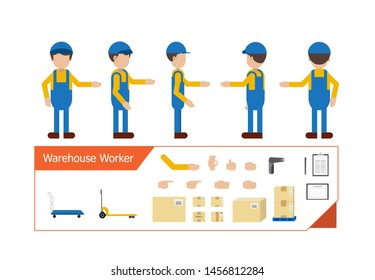 Warehouse worker or delivery man character vector illustration