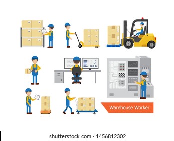 Warehouse worker or delivery man character vector illustration