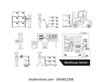 Warehouse worker or delivery man character vector illustration