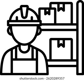 Warehouse Worker Icon Line Vector Illustration
