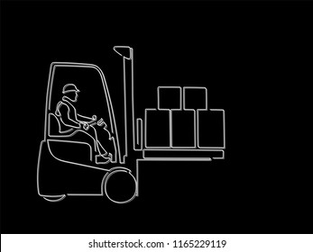 Warehouse worker isolated line drawing, vector illustration design. Logistics collection.