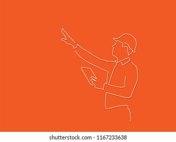 Warehouse worker isolated line drawing, vector illustration design. Logistics collection.