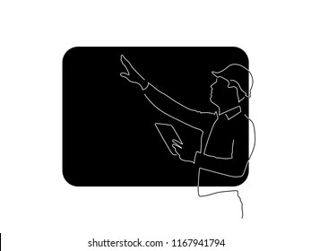 Dibujo aislado de la línea del trabajador del almacén, diseño de la Ilustración vectorial. Colección de logística.