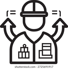 Warehouse worker or logistic manager icon with parcels and boxes for delivery service. Ideal for supply chain graphics.