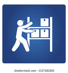 warehouse worker and shelf storage