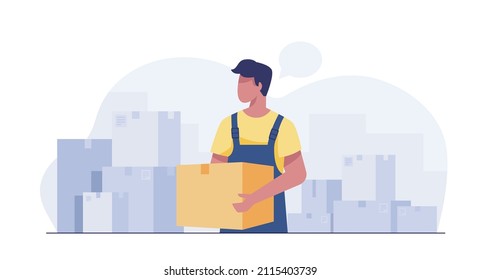 Warehouse worker working in a warehouse with boxes. checking order to confirm before sending to customer.