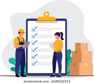 Trabalhadores de Depósito Verificando Gerenciamento e Logística de Estoque de Estoque