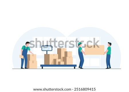 Warehouse Workers Handling Shipments for Logistics Operations. Illustration