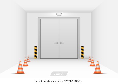 Warehouse workshop and security steel door., Vector, Illustration.