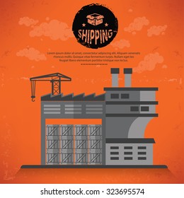 Warehouse,Cargo,box design on old background,grunge vector