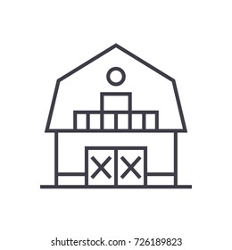 warehouse,farm,barn vector line icon, sign, illustration on background, editable strokes