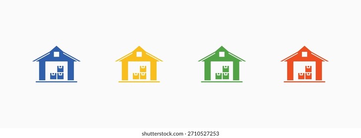 Elemento de Colección de estilo de color múltiple Warehouse-Icon para diseño