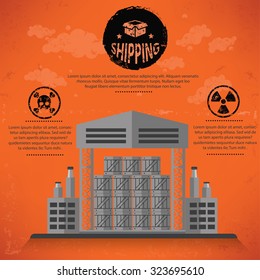 Warehouse,industry design on old background,grunge vector