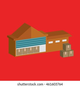 Warehouse,Industry design on red background,vector