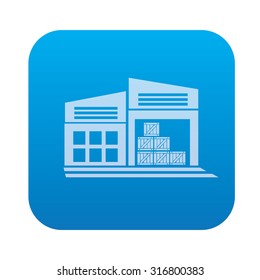 Warehouse,industry icon on blue background,clean vector