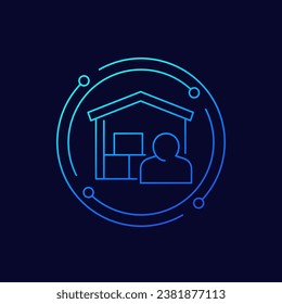 Warehouseman or warehouse manager icon, linear design