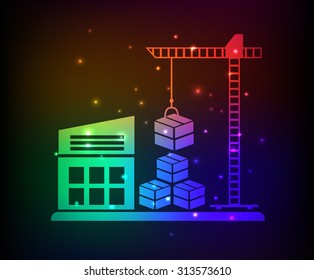 Warehouse,storage,industry design,rainbow concept,clean vector