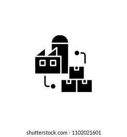 Warehousing black icon concept. Warehousing flat  vector symbol, sign, illustration.
