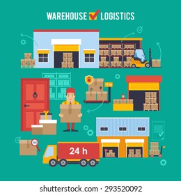 Warehousing and Logistic and Delivery vector illustration.