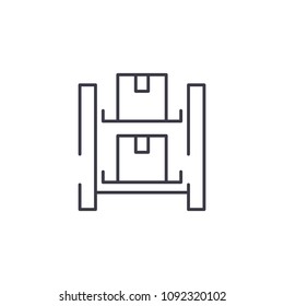Warehousing system linear icon concept. Warehousing system line vector sign, symbol, illustration.