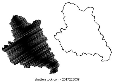 Warendorf district (Federal Republic of Germany, State of North Rhine-Westphalia, NRW, Munster region) map vector illustration, scribble sketch Warendorf map